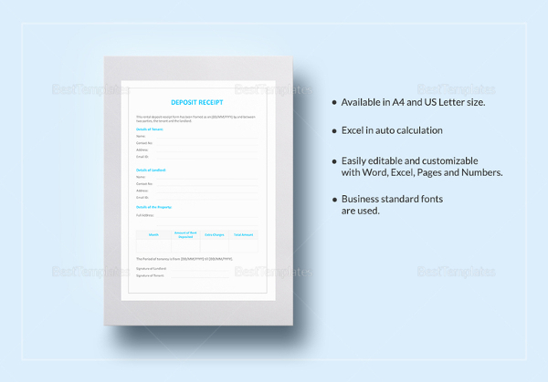 deposit receipt template