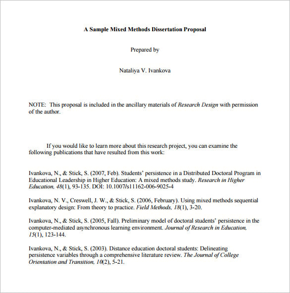 dissertation proposal formats