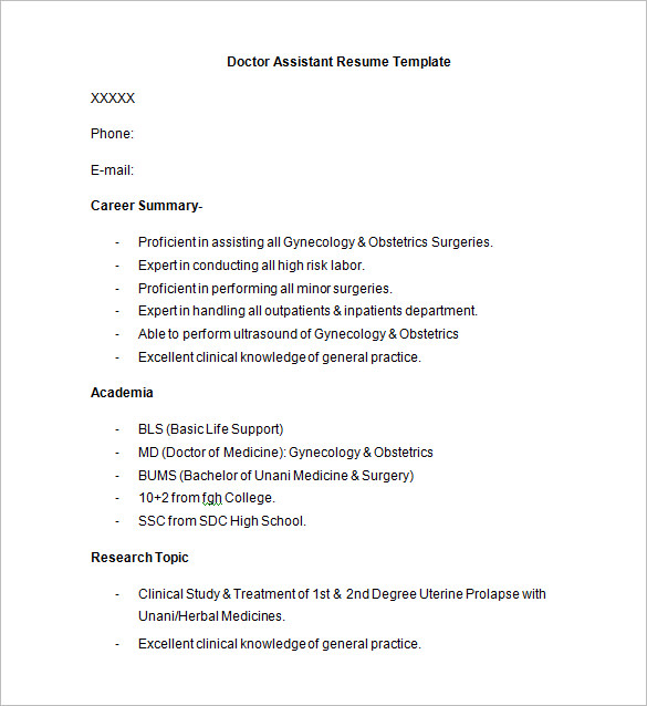 Doctor Resume Templates 15 Free Samples Examples Format