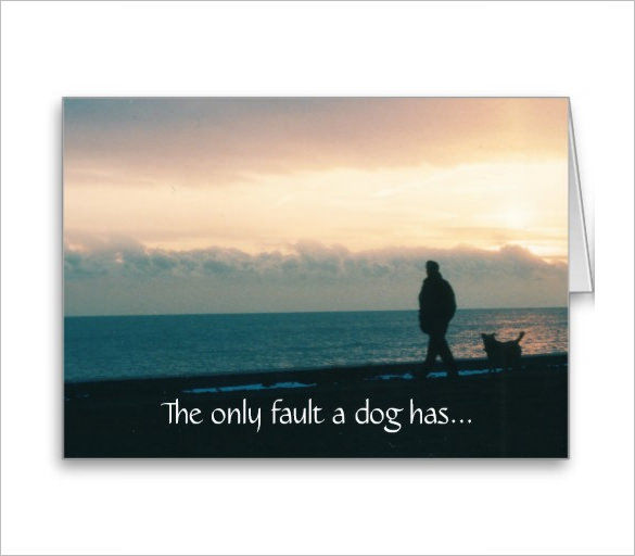 dog on the beach psd sympathy card