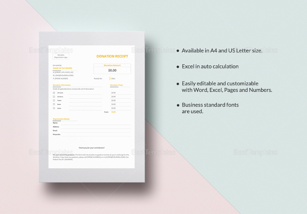 donation receipt template