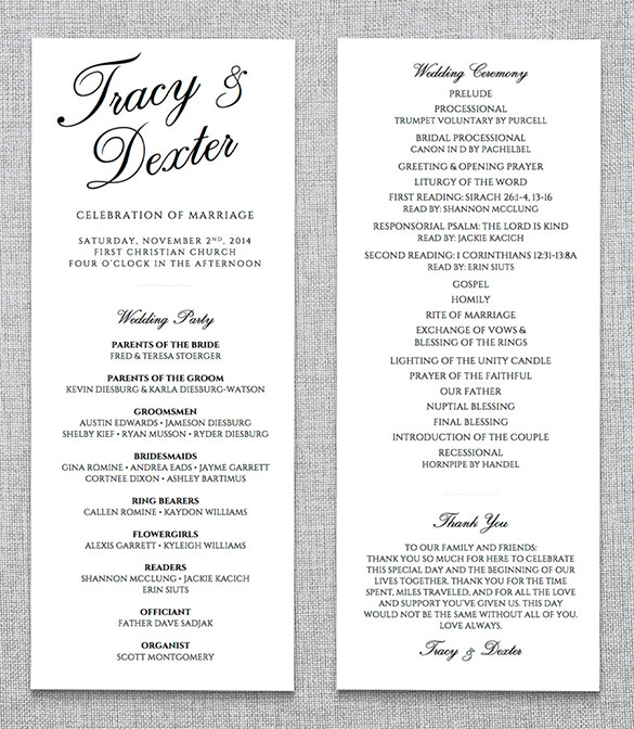 Wedding Ceremony Program Template 36+ Word, PDF, PSD InDesign Files