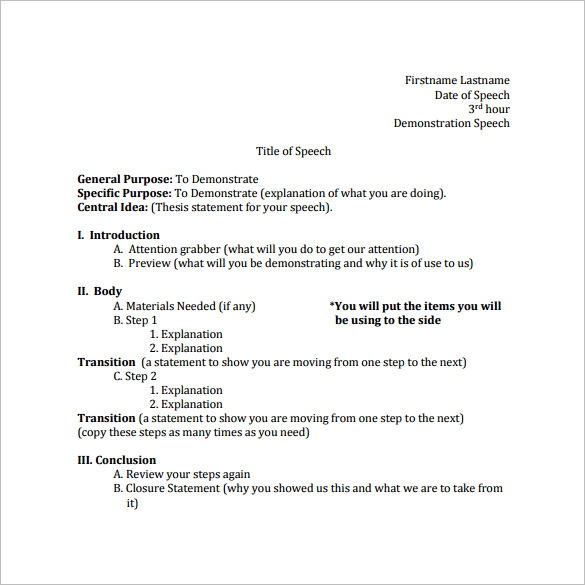 speech outline paper