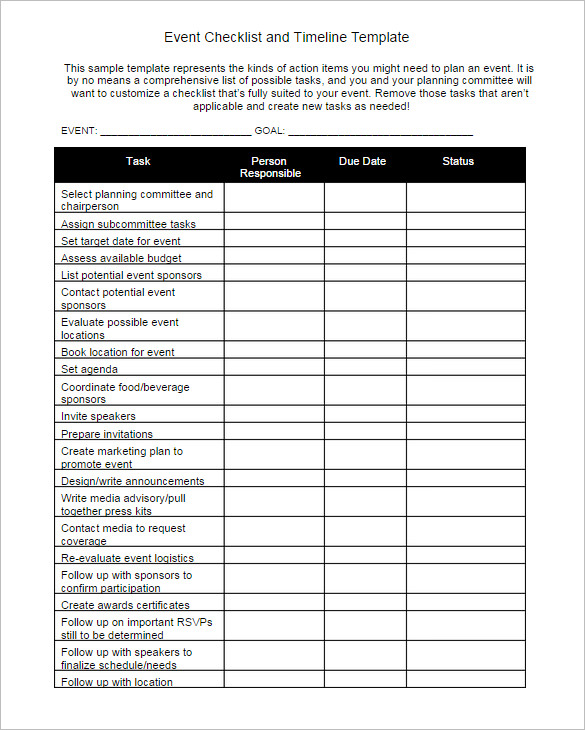 Checklist Timeline Template Download Event Checklist and Timeline Template Sample