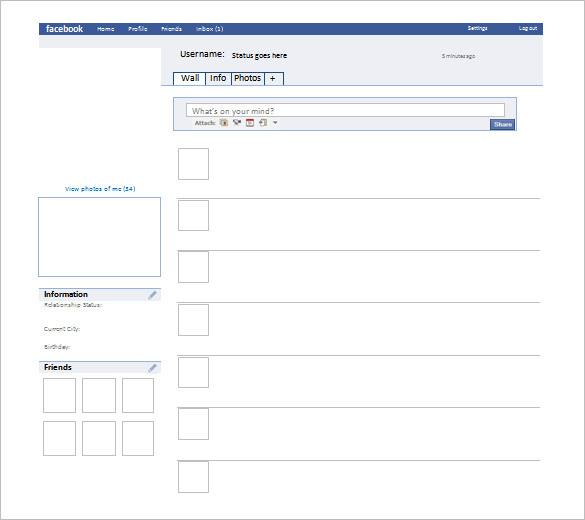 facebook timeline template for word