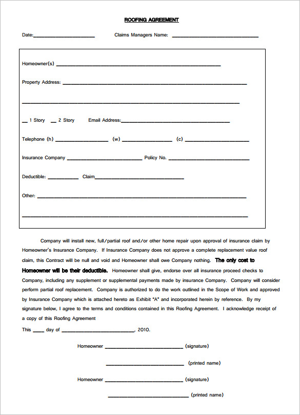FREE 15 Roofing Contract Templates In MS Word PDF Google Docs Pages