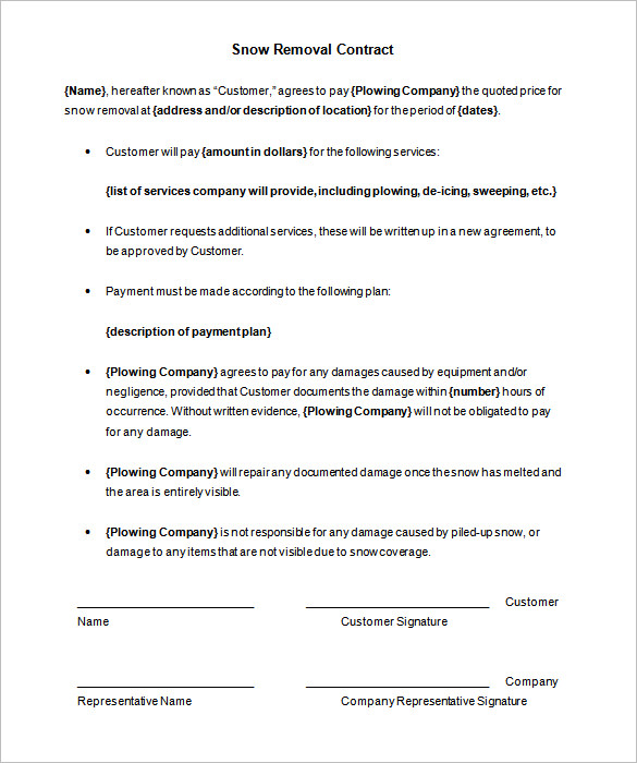 20  Snow Plowing Contract Templates Google Docs PDF Word Apple Pages