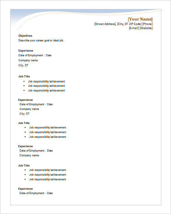 editable chronological resume template download