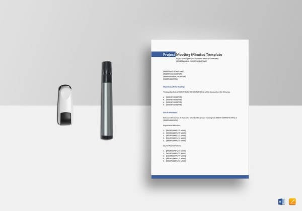 editable project meeting minutes template