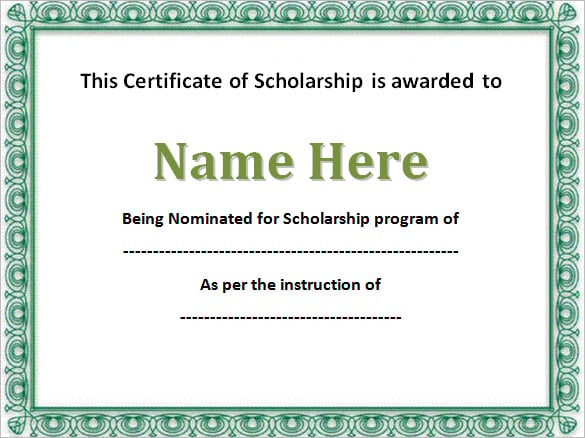 editable scholarship certificate template word format