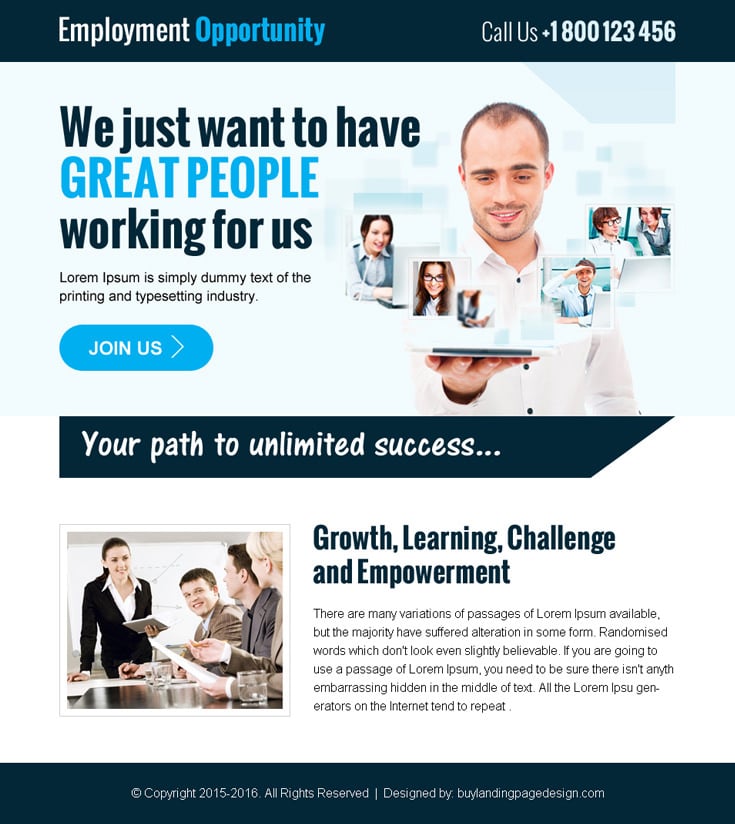 employment opportunity ppv landing page design