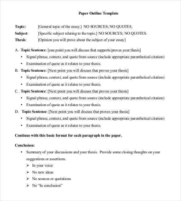 essay paper outline template