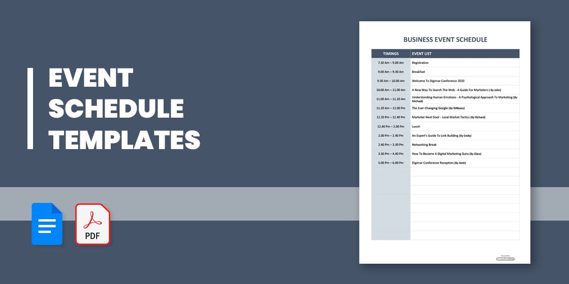 event schedule template excel