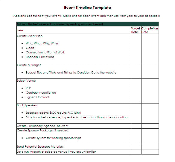 event timeline template free download