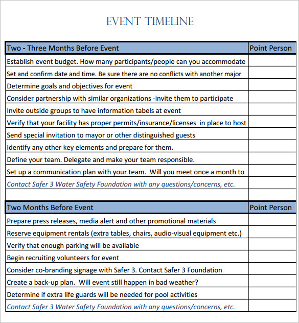 Event Timeline Template Excel