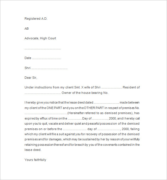 <strong>Free Eviction Notice Templates – Notice to</strong> Quit | PDF and Word Free eviction notice form template