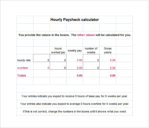 hourly salary calculator paycheck template example excel tax templates pdf