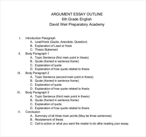 argument essay outline