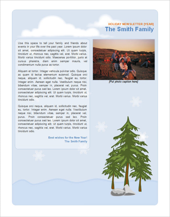 family holiday newsletter template example