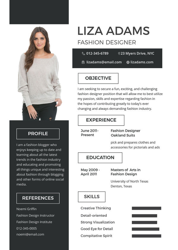 fashion designer resume template