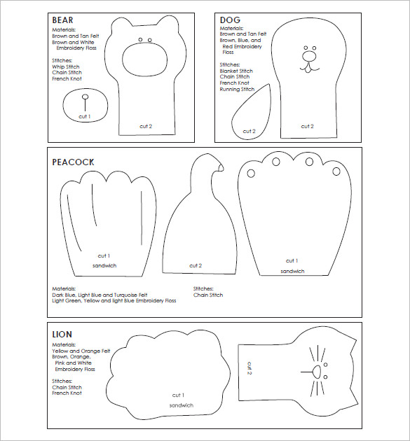 felt finger puppet template