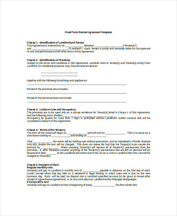 19 rental agreement templates free word pdf format