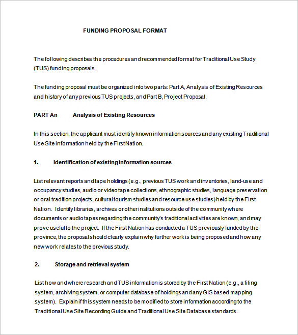 format of a funding proposal