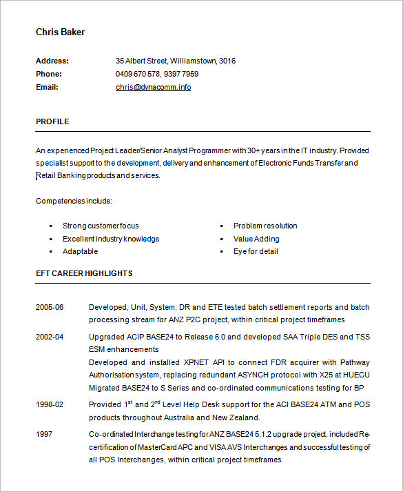 Word Resume Template Programmer PROXXITY