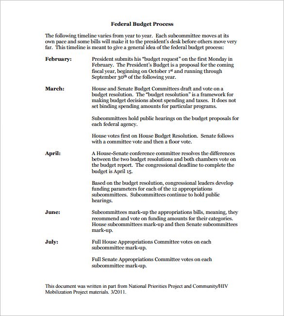 free budget process timeline example download