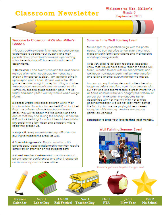 free classroom newsletter template download