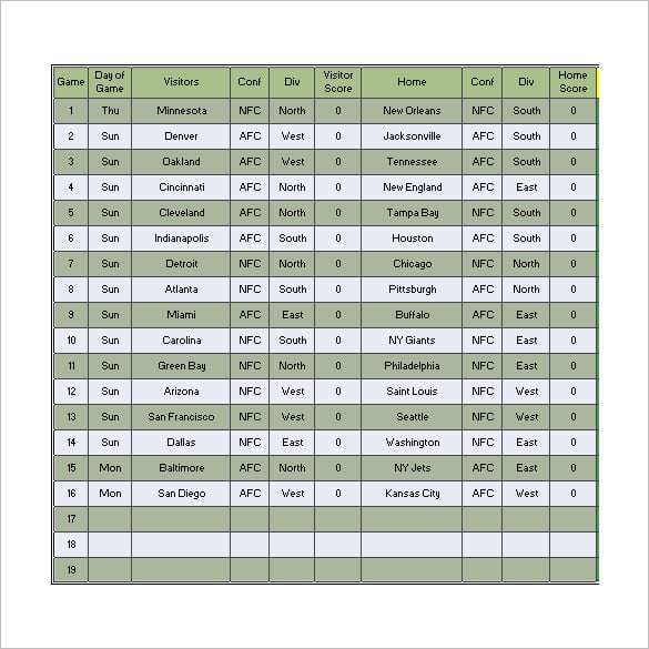 free download football pool template in excel download