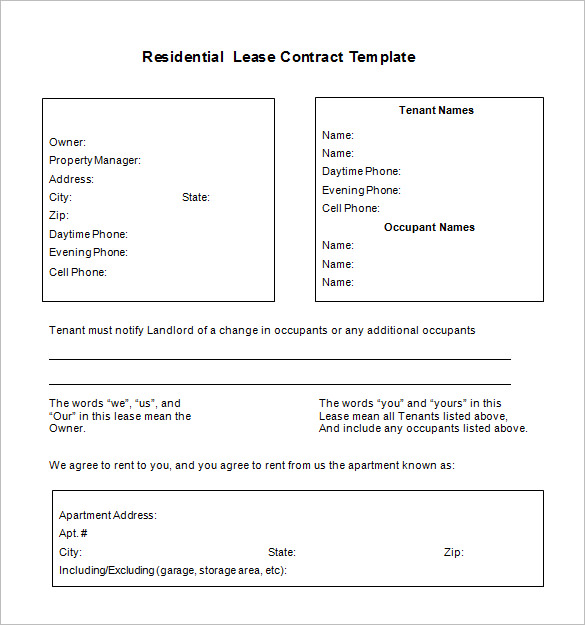 free download residential lease contract template