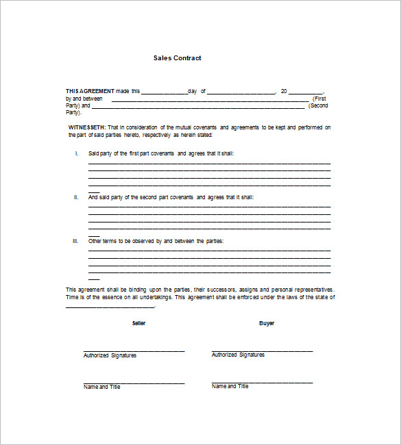  Sales Contract Template Free Download Free Templates Printable
