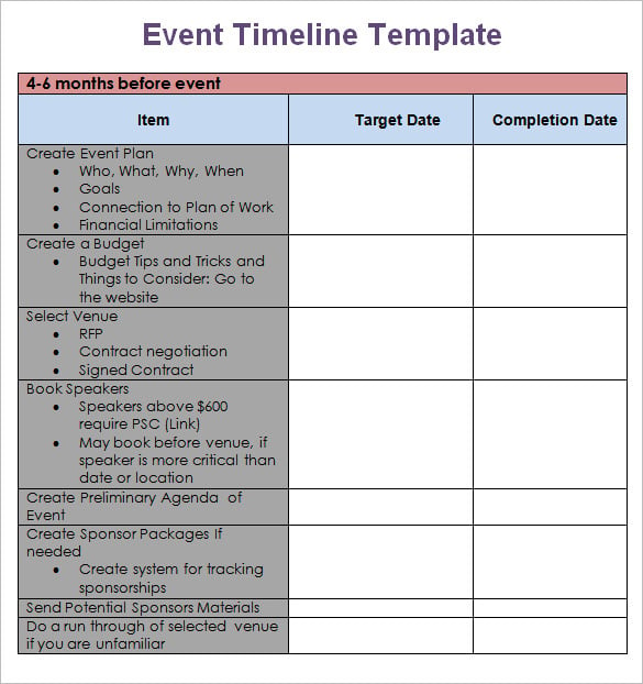 12  Event Timeline Templates Free Sample Example Format Download