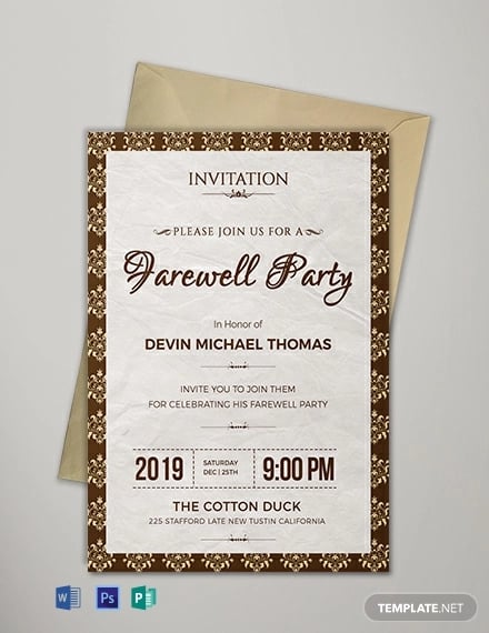 Farewell Invitation Card Template