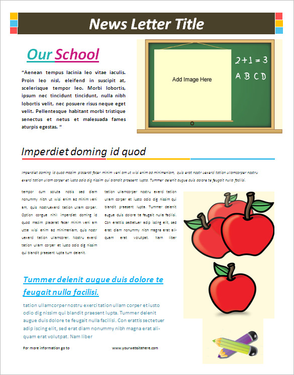 elementary school newsletter templates