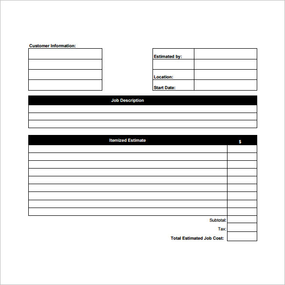 Quote Pdf Free Printable Estimate Forms