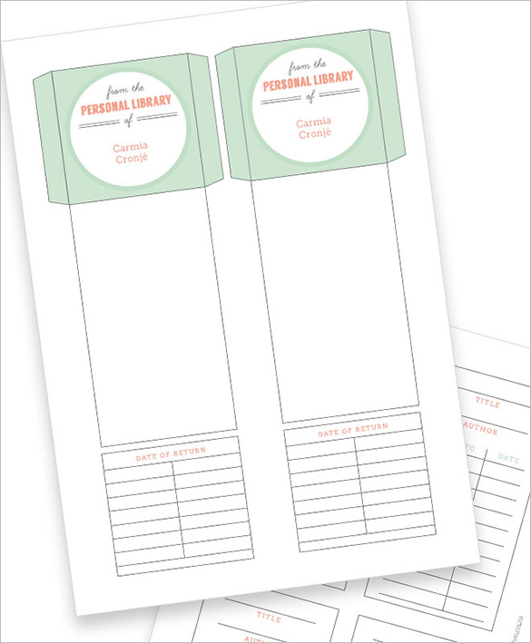 Library Checkout Card Template Printable