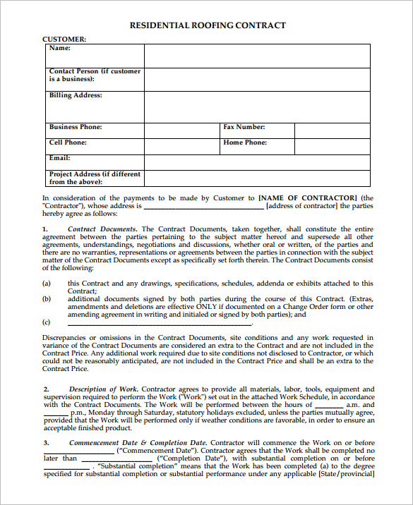 FREE 15+ Roofing Contract Templates in MS Word | PDF | Google Docs | Pages