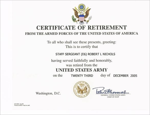 13 Retirement Certificate Templates Doc Pdf 