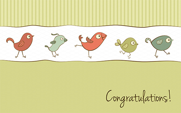 funny birds greeting congratulations card template