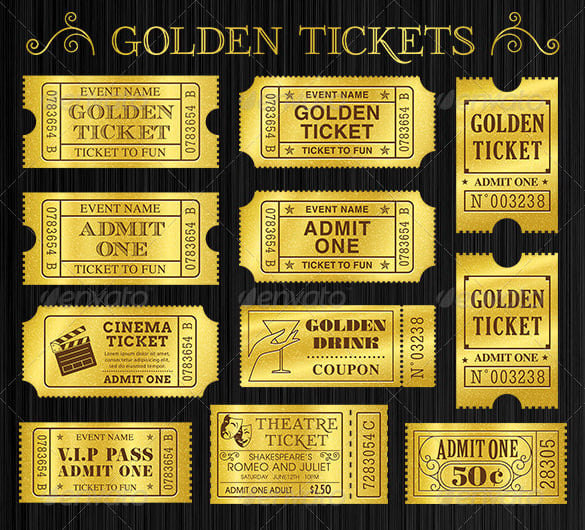 golden tickets templates set download