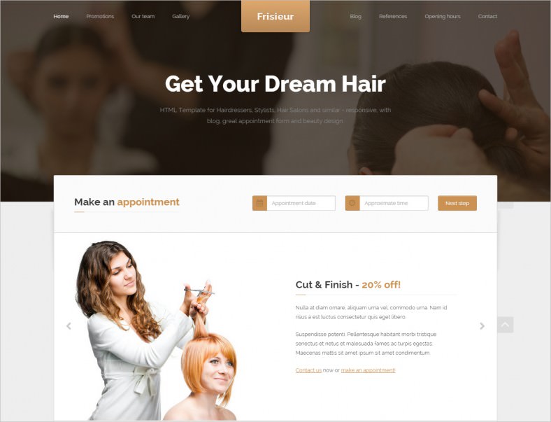 html5 template for hairdressers hair salons stylists 788x60