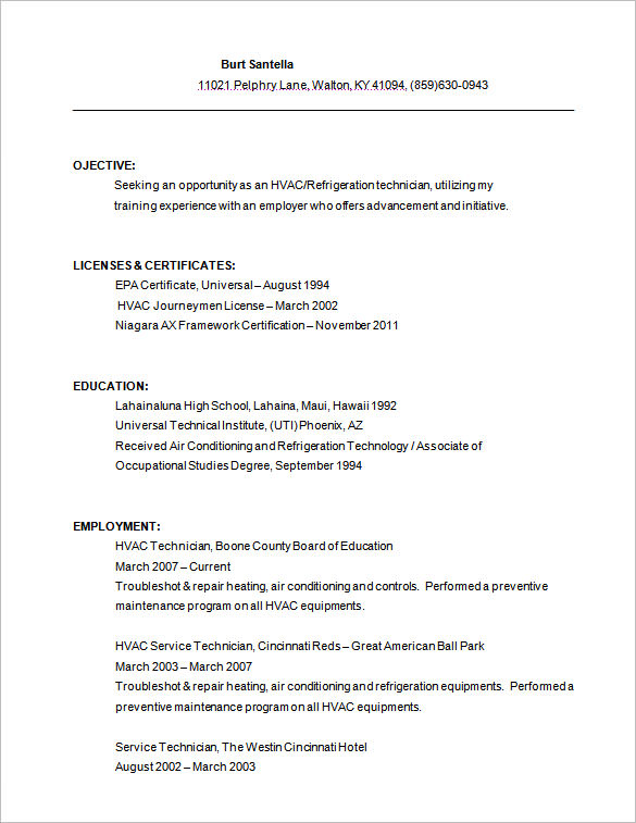 4 HVAC Resume Templates DOC PDF