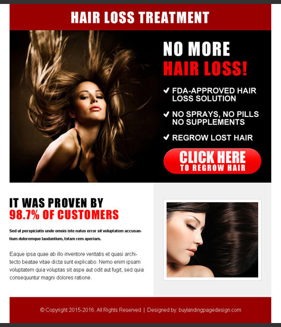 hair loss ppv landing page design