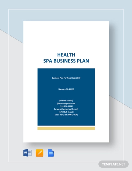 spa business plan cover page