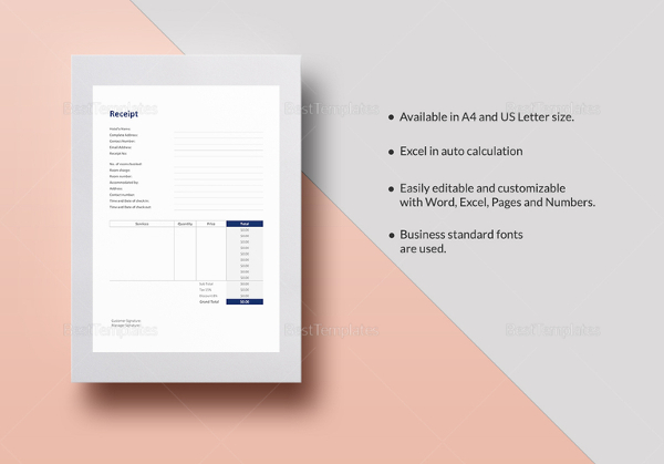 hotel receipt template