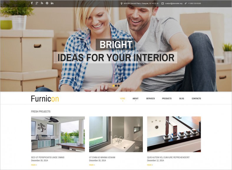 Nice Design Blog Style Interior Design Drupal Template – $75