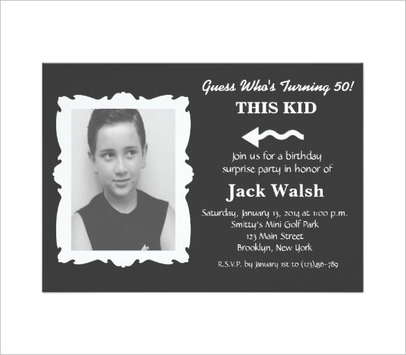 jack walsh suprise party invitation