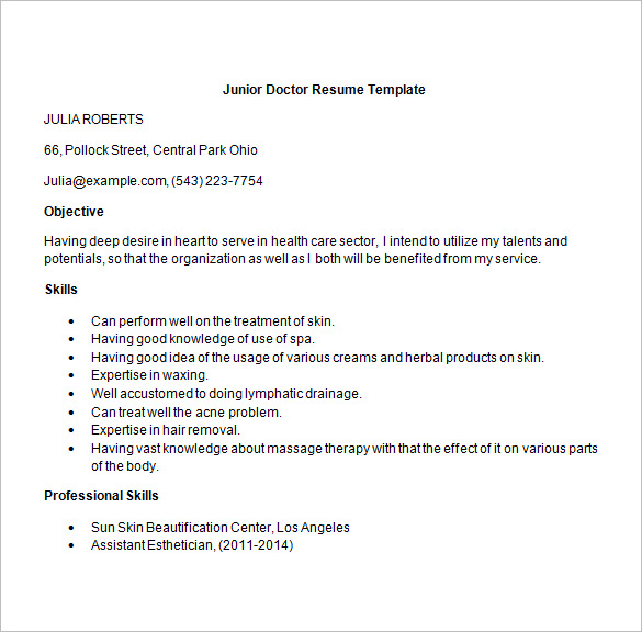 Doctor Resume Templates 16 Samples Examples Format Download Free And Premium Templates 8457